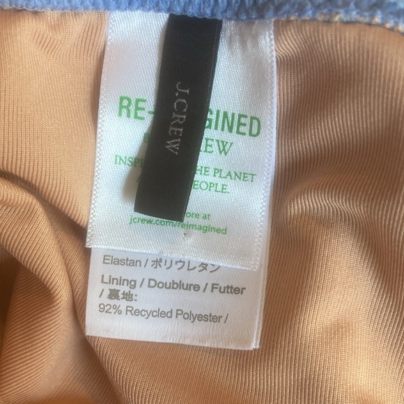 Reimagined by J Crew ruched bandeau one piece bathing suit in Pale Seascape - Picture 8 of 15